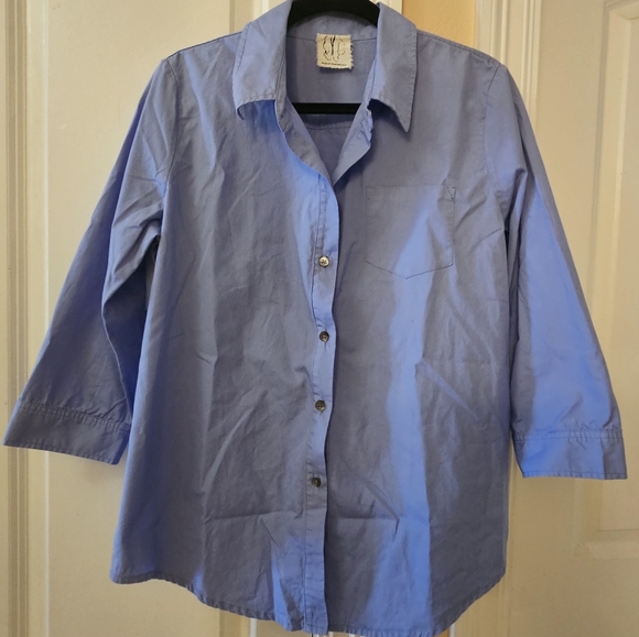 MONA THALHEIMER Blue Button down 3/4 sleeve Size L - Picture 1 of 5